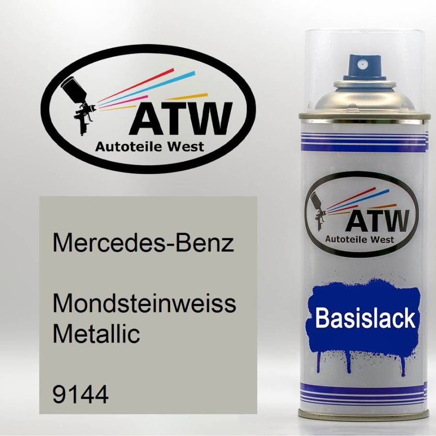 Mercedes-Benz, Mondsteinweiss Metallic, 9144: 400ml Sprühdose, von ATW Autoteile West.